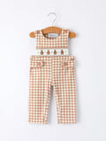Load image into Gallery viewer, Christmas Vintage-Style Plaid Embroidered Gingerbread and Bows Boy Romper