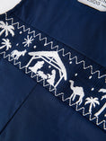 Load image into Gallery viewer, Christmas Navy Blue Nativity Smocking Embroidered Baby Boy Romper