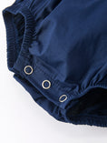 Load image into Gallery viewer, Navy Blue Nativity Smocking Embroidered Baby Girls Christmas Romper