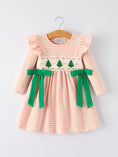 Load image into Gallery viewer, Christmas Tree Smocked Embroidery Stripe Baby Girls Dress