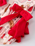 Load image into Gallery viewer, Baby Girl Romper with Red Bows Baseball Print