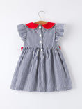 Load image into Gallery viewer, Girls Baseball Team Outfit – Striped Ruffle Sleeve Dress with Ball Design