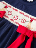 Load image into Gallery viewer, Baby Girls Bloomers Romper Set – Dog Baseball Smocking Embroidery Outfit