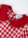 Load image into Gallery viewer, Girls Christmas Outfit – Red Plaid Dress with Tree Bow Accents