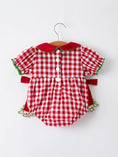 Load image into Gallery viewer, Baby Girls Christmas Outfit – Red Plaid Romper with Tree Bow Accents