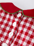 Load image into Gallery viewer, Baby Girls Christmas Outfit – Red Plaid Romper with Tree Bow Accents