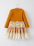 Load image into Gallery viewer, Autumn Patchwork Floral & Plaid Long Sleeve Girls Dress