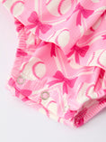 Load image into Gallery viewer, Baby Girl Pink Baseball Bow Print Romper Summer Outfit