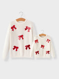 Load image into Gallery viewer, Mommy & Me Winter Girls Bow Sequins Pullover Sweater