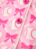 Load image into Gallery viewer, Girls Baseball Bow Print Pajama Set Short Sleeve Pink
