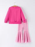 Load image into Gallery viewer, Toddler Girls Christmas Outfit – Pink Merry Bright Top and Bell Pants