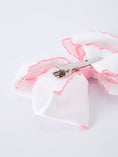 Load image into Gallery viewer, Valentine's Day Heart Embroidered White Girls Bow Hairpin 4 Inch