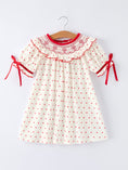 Load image into Gallery viewer, Valentine's Day Polka Dot Girls' Dress with Smocking Embroidery