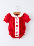 Load image into Gallery viewer, Red Ruffle Heart Embroidered Romper - Valentine Style