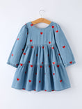 Load image into Gallery viewer, Denim Heart Dress for Girls – Long Sleeve Valentine Outfit