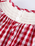 Load image into Gallery viewer, Valentine Red Plaid Dress with Smocked Heart Dog Detail and Bows
