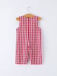 Load image into Gallery viewer, Valentine Red Plaid Boys Romper with Applique Heart Dog Detail