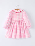 Load image into Gallery viewer, Girls' Valentine's Day Heart Smocking Embroidered Plaid Dress