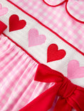 Load image into Gallery viewer, Girls' Valentine's Day Heart Smocking Embroidered Plaid Dress