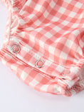 Load image into Gallery viewer, Girls Baseball Bow Smocking Embroidery Plaid Romper