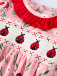 Load image into Gallery viewer, Spring Ladybug Smocked Embroidered Baby Girls Romper