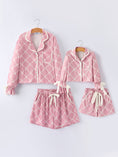Load image into Gallery viewer, Mommy & me Autumn Check Bow Girls Lapel Pajamas