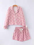 Load image into Gallery viewer, Mommy & me Autumn Check Bow Girls Lapel Pajamas