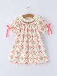 Load image into Gallery viewer, PREORDER Spring Floral Smocking Embroidery Bow Girls Dress