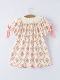 Load image into Gallery viewer, PREORDER Spring Floral Smocking Embroidery Bow Girls Dress