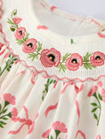 Load image into Gallery viewer, PREORDER Spring Floral Smocking Embroidery Bow Girls Dress