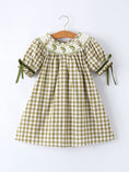 Load image into Gallery viewer, Green Plaid Fish Embroidered Baby Girls Smocked Dress