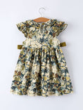 Load image into Gallery viewer, Camo Duck Smocked Bow Ruffle Sleeves Girls Dress
