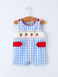 Load image into Gallery viewer, Baby Boys Summer Strawberry Embroidered Smocked Romper
