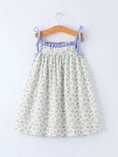 Load image into Gallery viewer, Spring Purple Floral Embroidered Smocked Bow Girl Dress