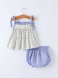 Load image into Gallery viewer, Purple Floral Smocked Embroidery Baby Girls Bloomers Set
