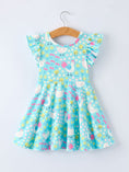 Load image into Gallery viewer, Aqua Spring Chicken Floral Farm Print Girls Dress