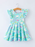 Load image into Gallery viewer, Aqua Spring Chicken Floral Farm Print Girls Dress