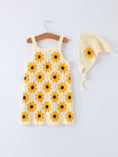 Load image into Gallery viewer, Summer Crochet Sunflower Girl Dress with Headscarf