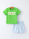 Load image into Gallery viewer, PREORDER Toddler Boys Summer Crocodile Embroidered Plaid Shorts Set