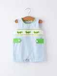 Load image into Gallery viewer, PREORDER Baby Boys Summer Crocodile Embroidered Smocked Romper