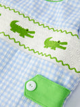 Load image into Gallery viewer, PREORDER Baby Boys Summer Crocodile Embroidered Smocked Romper