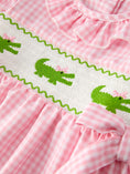 Load image into Gallery viewer, PREORDER Girls Summer Crocodile Embroidered Smocked Dress