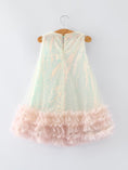Load image into Gallery viewer, Iridescent Sequin Bow Ruffle Tulle Girls Dress