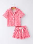 Load image into Gallery viewer, Mommy & Me Bow Print Ruffle Pajama Set