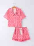 Load image into Gallery viewer, Mommy & Me Bow Print Ruffle Pajama Set