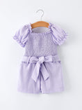 Load image into Gallery viewer, Spring Purple Short-sleeved Girls Jumpsuit