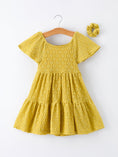 Load image into Gallery viewer, Spring Solid Girls Lace Tiered Dress With Scrunchie