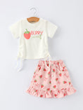 Load image into Gallery viewer, Girls' Spring Short-sleeved "Berry Sweet" Printed Top and Skirt Set