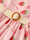 Load image into Gallery viewer, Girls Spring Short-sleeved top + Strawberry Print Overall Dress Set