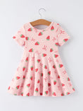 Load image into Gallery viewer, Strawberry Bow Girls Short Sleeves Dress